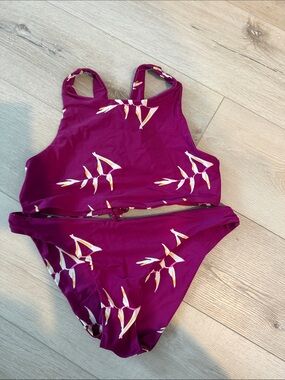 Cupshe Magenta Floral High-Neck Bikini Set
